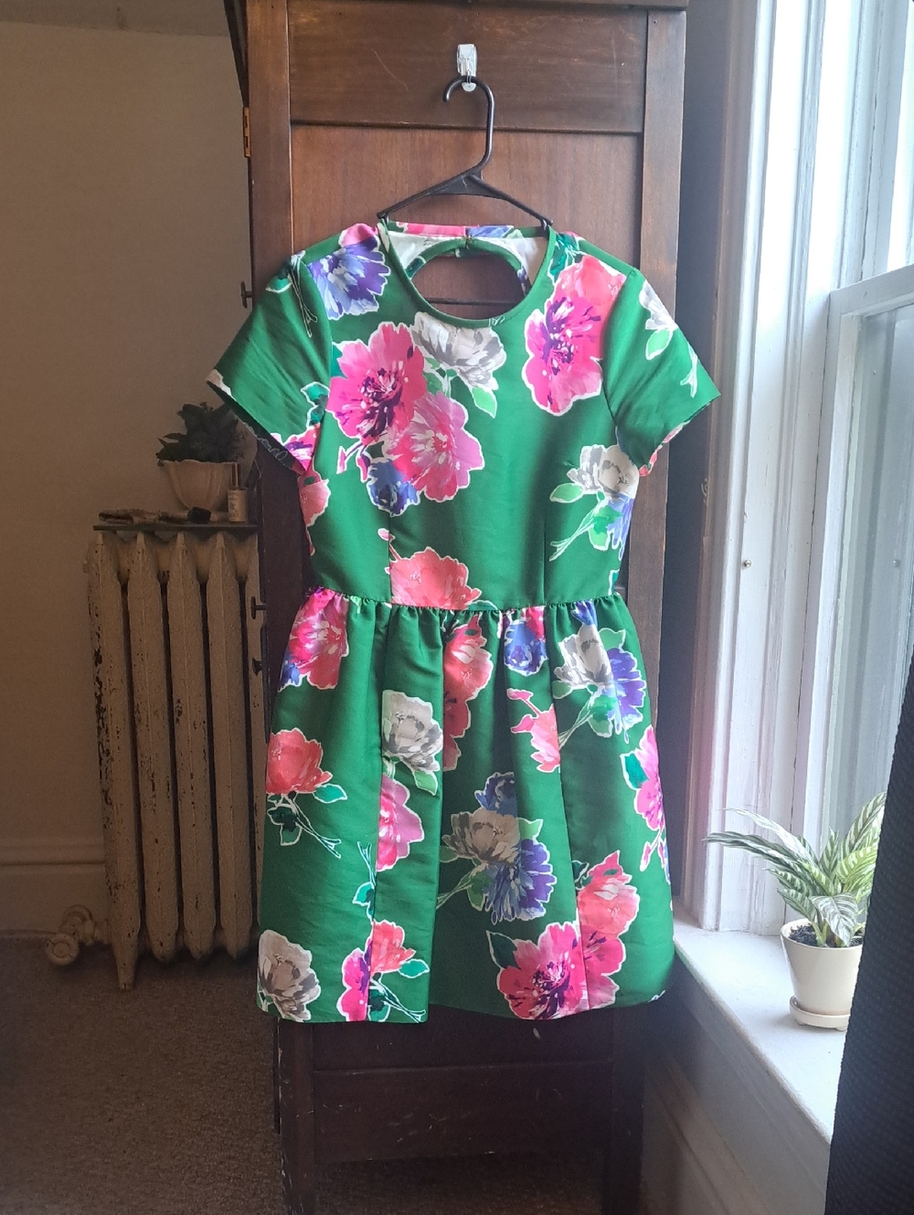 Kate Spade New York Woman's Size 6 Green Floral Cap Sleeve Summer Mini Dress